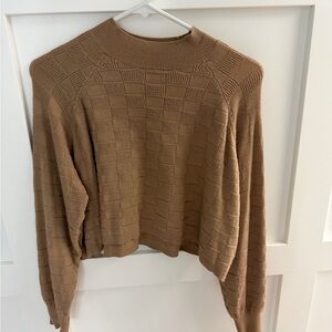 La Hearts Camel Textured Cowl Neck Sweater